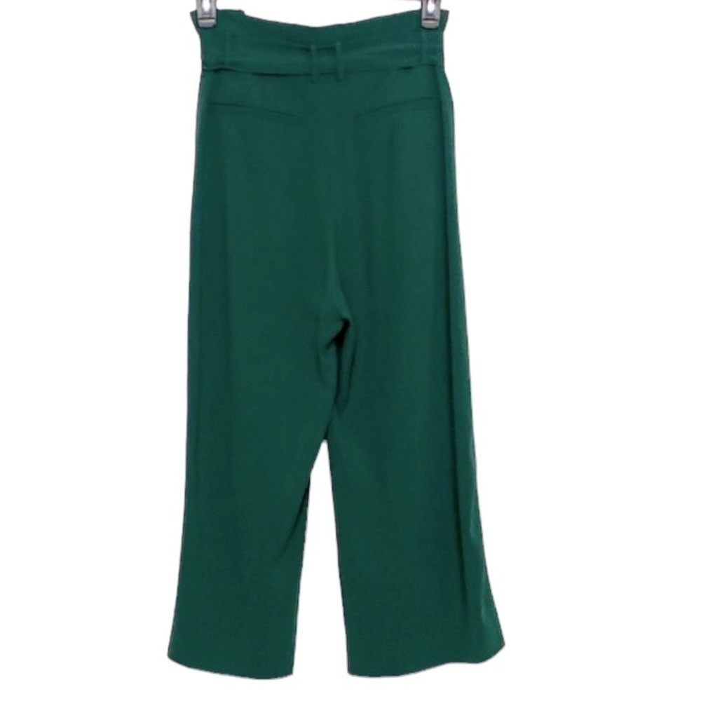 Babaton Aritzia Green High Waist Tie Front Wide Leg Paperbag Pants Size 8 - Picture 5 of 11